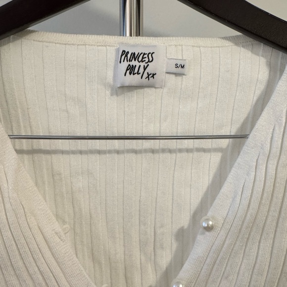 Princess Polly Cream Ribbed Cardigan - Picture 2 of 4